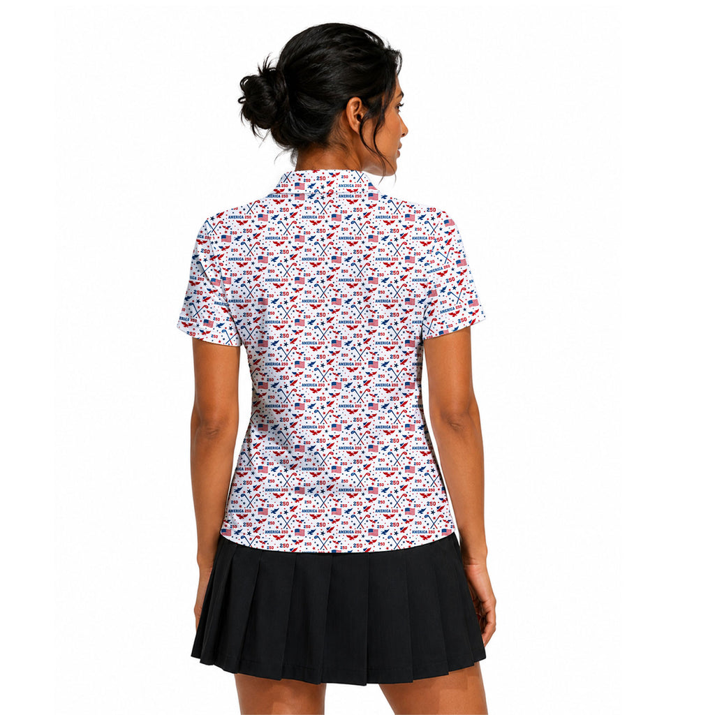 America 250 Fairways Funny Golf Polo for Women - Model Back