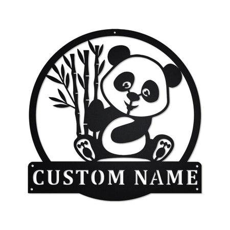 Panda Bear Custom Cut Metal Sign | MN1626-Black-Gerbera Prints.