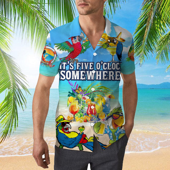 Jimmy Buffett's Margaritaville Parrot It's 5 O'clock Somewhere Tropical Cocktail Drink Aloha Hawaiian Shirts For Men and For Women WT1927
