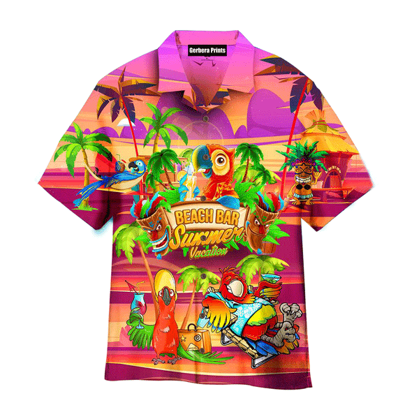 Jimmy Buffett's Margaritaville Parrot Tiki Party Pink Aloha Hawaiian Shirts For Men And For Women HW-FA1628 Gerbera Prints