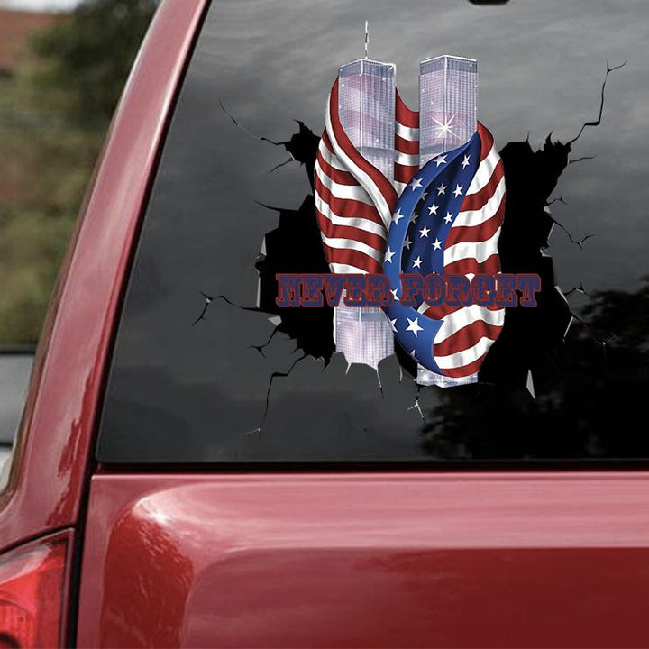 Patriot Day Cracked Car Decal Sticker | Waterproof | PVC Vinyl | CCS2363