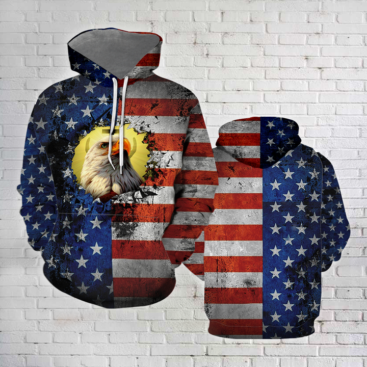Patriotic Bald Eagle American 3D All Over Print | Unisex | Adult | HP1440-Hoodie-Gerbera Prints.
