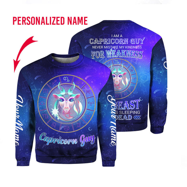 Personalized Name Capricorn Guy Custom Name Crewneck Sweatshirt For Men & Women