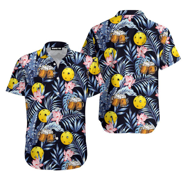 Pickleball Beer Regular Fit Slim Fit Casual Hawaiian Shirt