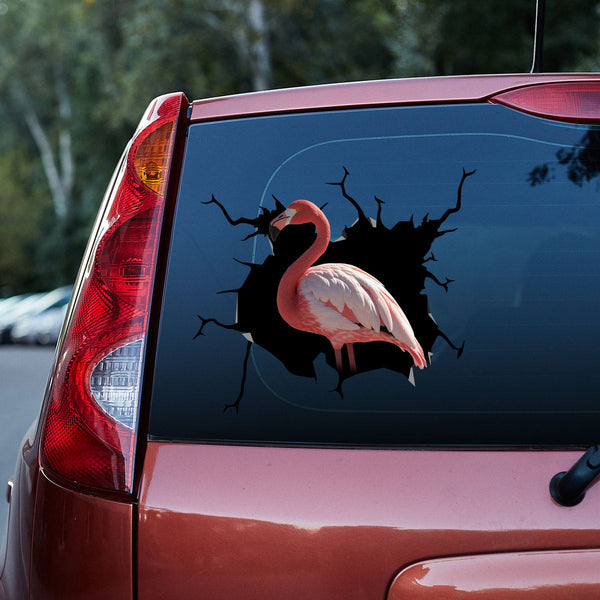 Pink And White Flamingo 3D Vinyl Car Decal Stickers CS8305