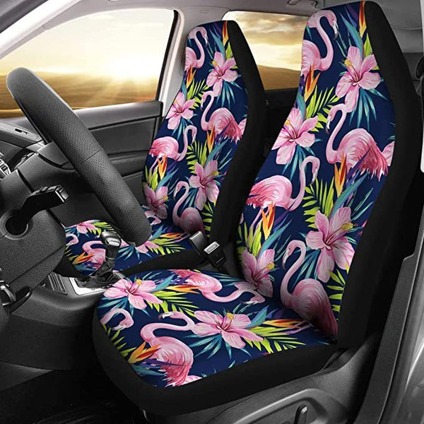 Pink Flamingo Hibiscus Flower 3D Car Seat Cover CSC1180