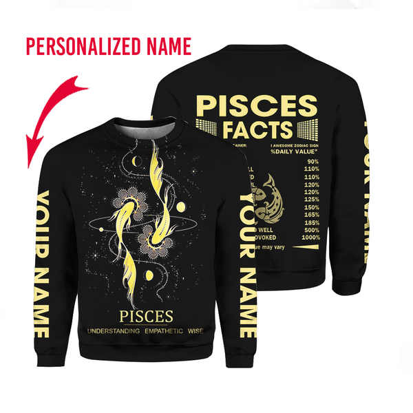 Pisces Facts Custom Name Crewneck Sweatshirt For Men & Women CN6090