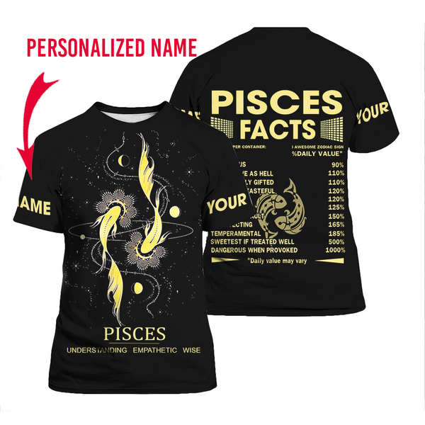 Pisces Facts Custom Name T Shirt For Men & Women