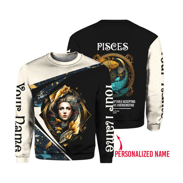 Pisces Girl - Gift For Pisces Girls & Boys - Koi Fish Custom Name Crewneck Sweatshirt For Men & Women CN6405