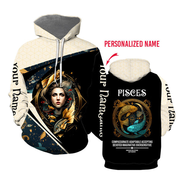 Pisces Girl - Gift For Pisces Girls & Boys - Koi Fish Custom Name Hoodie For Men & Women CN6405