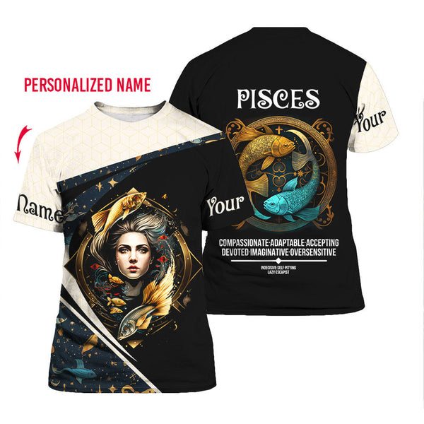 Pisces Girl - Gift For Pisces Girls & Boys - Koi Fish Custom Name T Shirt For Men & Women CN6405