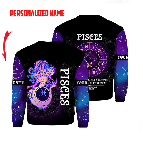 Pisces Guy Custom Name Crewneck Sweatshirt For Men & Women