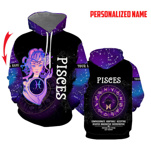 Pisces Guy Custom Name Zip Up Hoodie For Men & Women