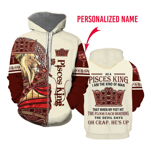 Pisces Guy Custom Name Zip Up Hoodie For Men & Women