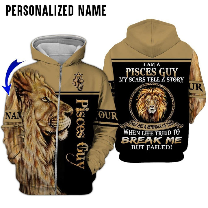 Pisces Guy Custom Name Zip Up Hoodie For Men & Women