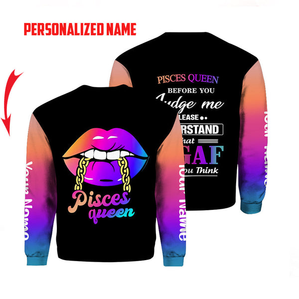 Pisces Queen Custom Name Crewneck Sweatshirt For Men & Women NC1021