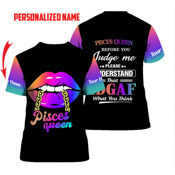Pisces Queen Custom Name T Shirt For Men & Women NC1021