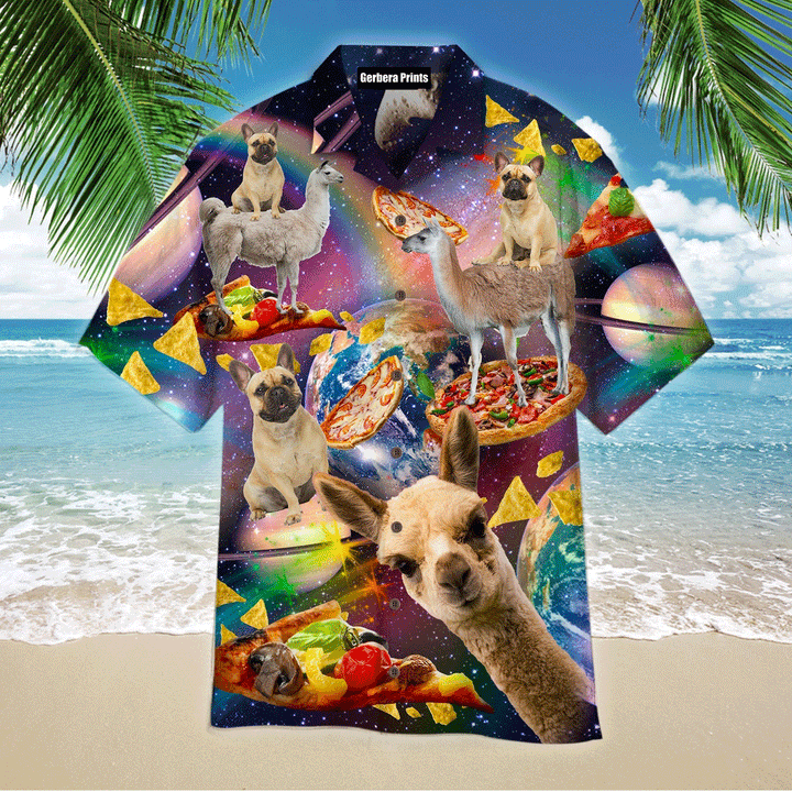 Pizza Cat Riding Llama On Galaxy Aloha Hawaiian Shirts For Men And For Women HW-FA1652 Gerbera Prints
