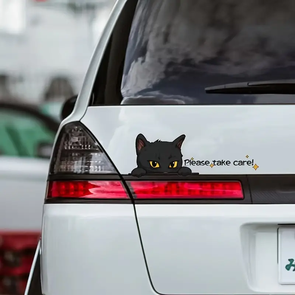 Please Take Care Black Cat Vinyl Car Decal Stickers CS1674