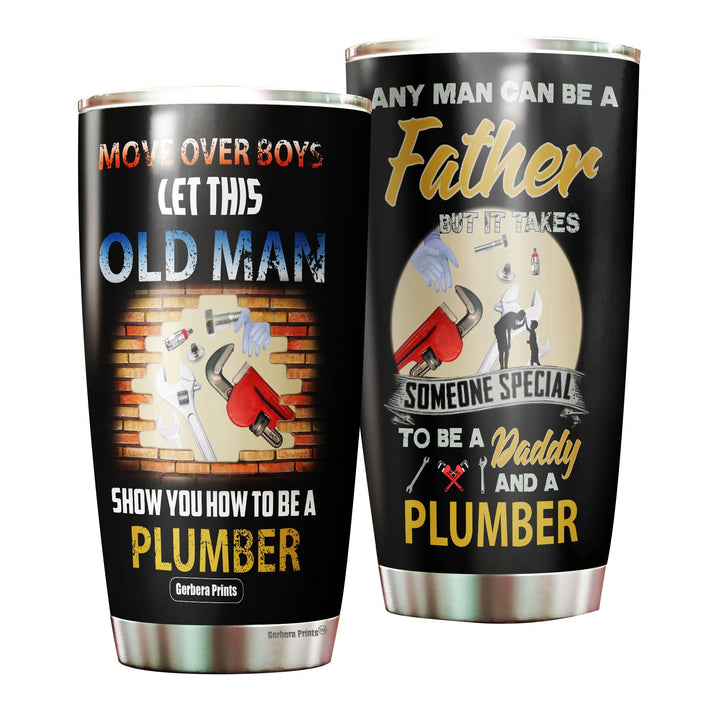 Plumber Dad Fathers Day Stainless Steel Tumbler Cup Travel Mug TC3519-20oz-Gerbera Prints.