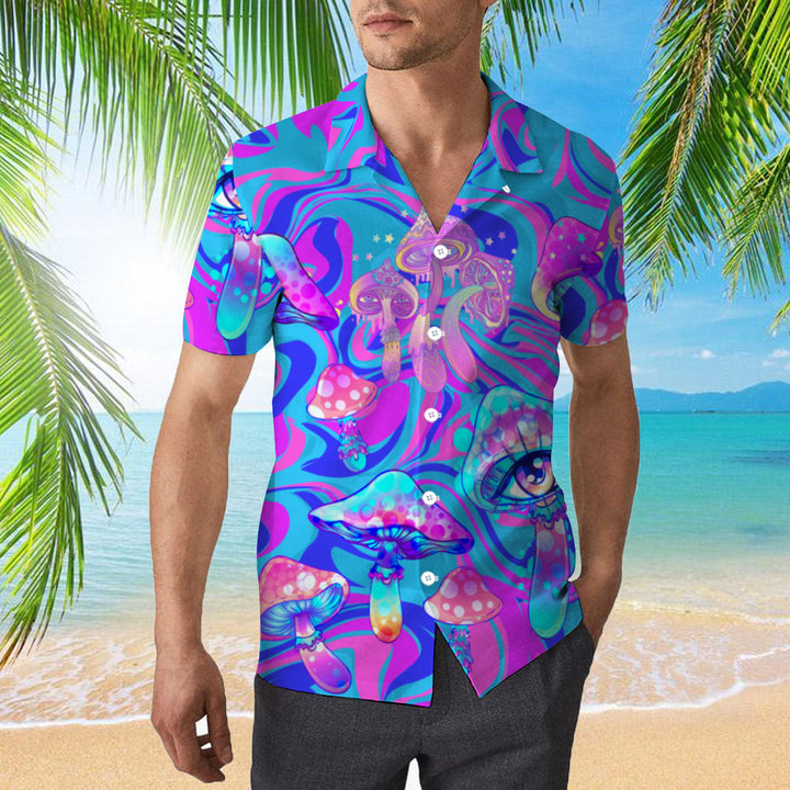 Psychedelic Art Magic Mushroom Trippy Hippie Hawaiian Shirt | For Men & Women | Adult | WT1610-Hawaii Shirt Premium-Gerbera Prints.