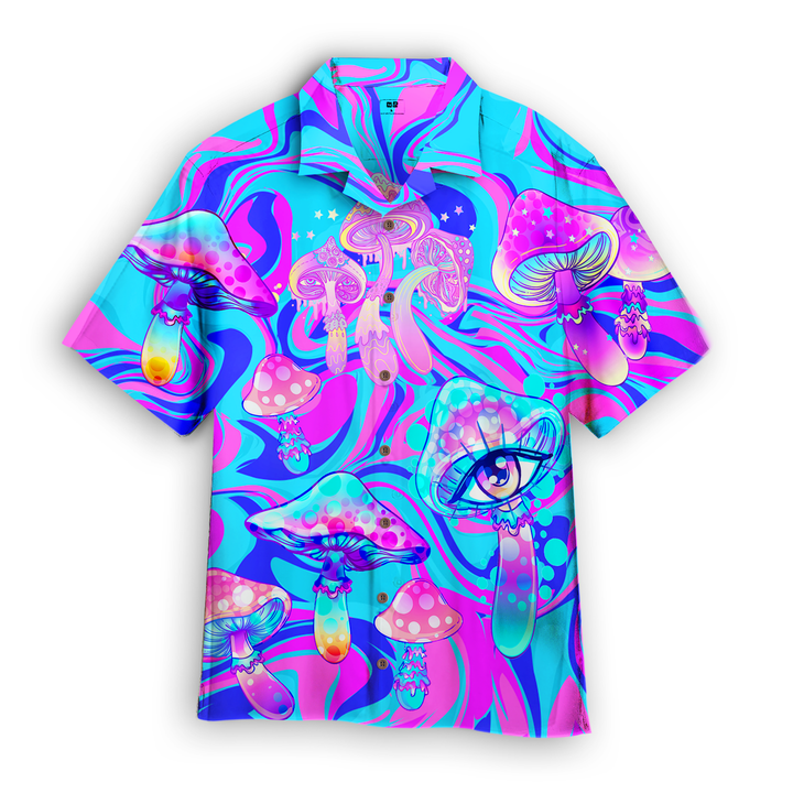 Psychedelic Art Magic Mushroom Trippy Hippie Purple Aloha Hawaiian Shirts For Men And For Women WT1610