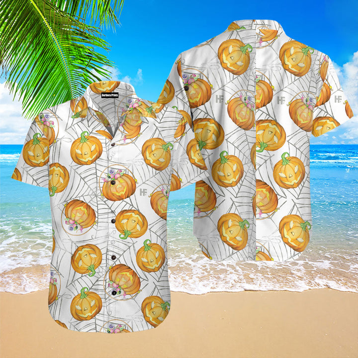 Pumpkin Candy Halloween Spider Web Hawaiian Shirt