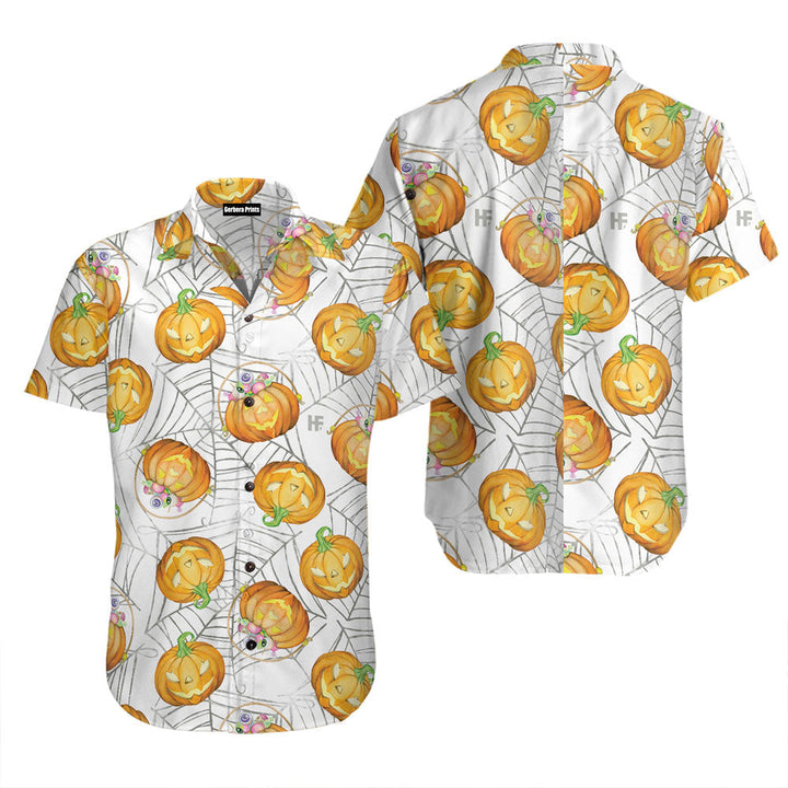 Pumpkin Candy Halloween Spider Web Hawaiian Shirt
