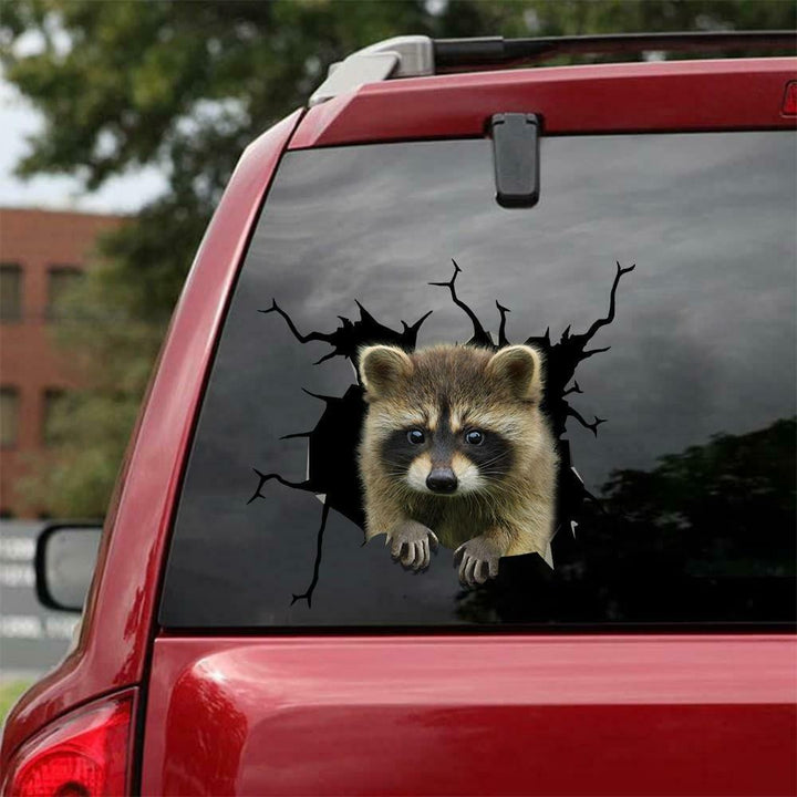 Raccoon Cracked Car Decal Sticker | Waterproof | PVC Vinyl | CCS1772
