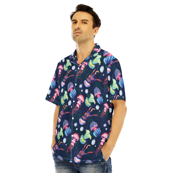 Rainbow Jellyfish Pattern Aloha Hawaiian Shirts For Men and For Women WT1920