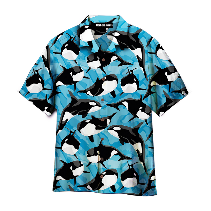 Realistic Killer Whale Orcinus Pattern Aloha Hawaiian Shirts For Men and For Women WT1990