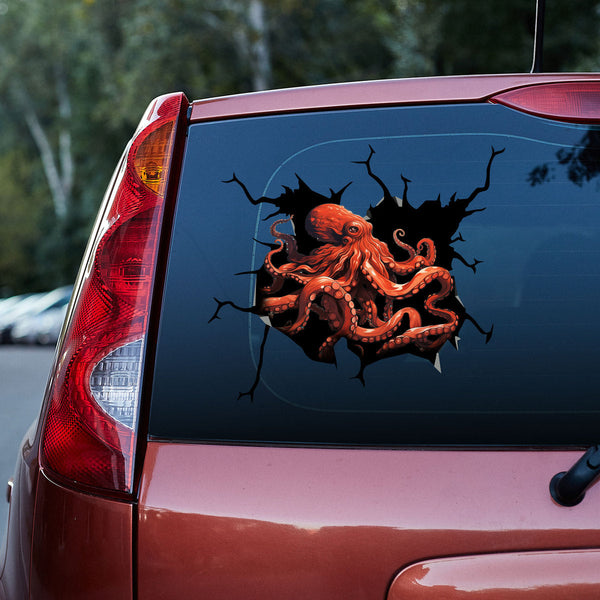 Red Octopus 3D Vinyl Car Decal Stickers CS8355