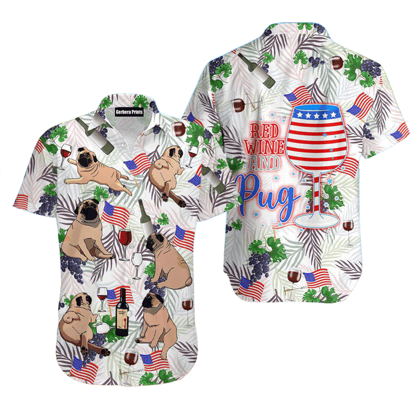 Red Wine And Puppy Dog Aloha Hawaiian Shirts For Men And For Women HW-FA1620 Gerbera Prints