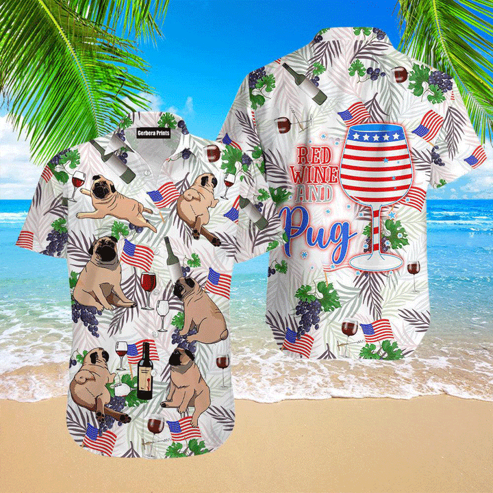 Red Wine And Puppy Dog Aloha Hawaiian Shirts For Men And For Women HW-FA1620 Gerbera Prints