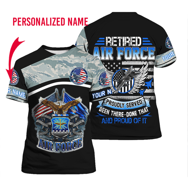 Retired US Air Force Veteran Custom Name T Shirt For Men & Women