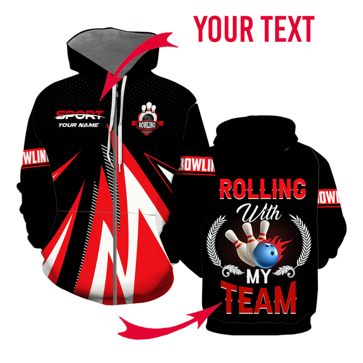 Rollin With My Team Custom Name Zip Up Hoodie For Men & Women