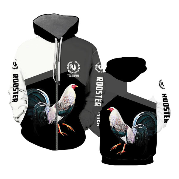 Rooster Custom Name Zip UP Hoodie For Men & Women