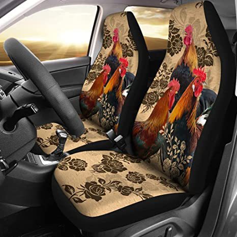 Roster Chicken Rose Flower 3D Car Seat Cover CSC1172