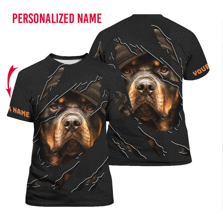 Rottweiler Custom Name Tee Over Print For Men & Women