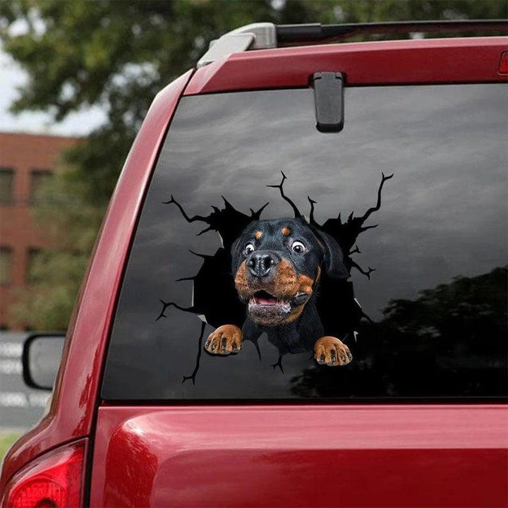 Rottweiter Funny Cracked Car Decal Sticker | Waterproof | PVC Vinyl | CCS1911