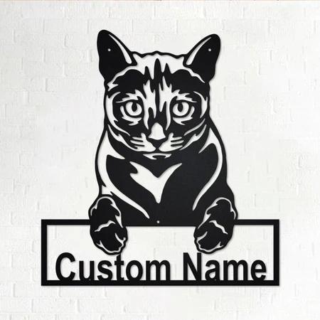 Russian Blue Cat Custom Cut Metal Sign | MN1786-Black-Gerbera Prints.