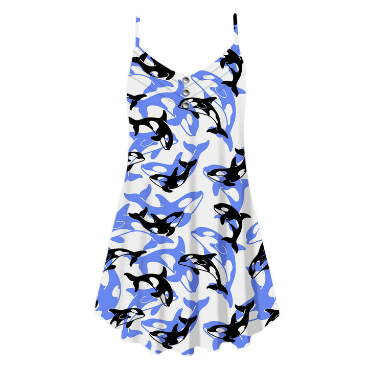 Realistic Whale Orcinus Spaghetti Strap Summer Dress