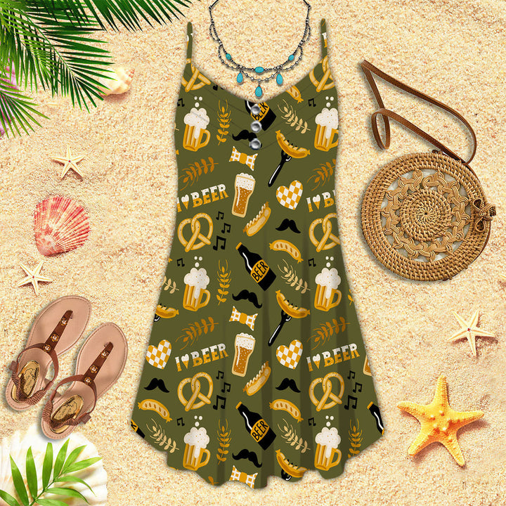 I Love Beer And Brezel OktoberfestSpaghetti Strap Summer Dress