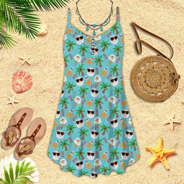 Flamingo Christmas in July Spaghetti Strap Summer Dress 