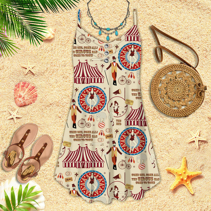 The Circus Has Come To Town Spaghetti Strap Summer Dress