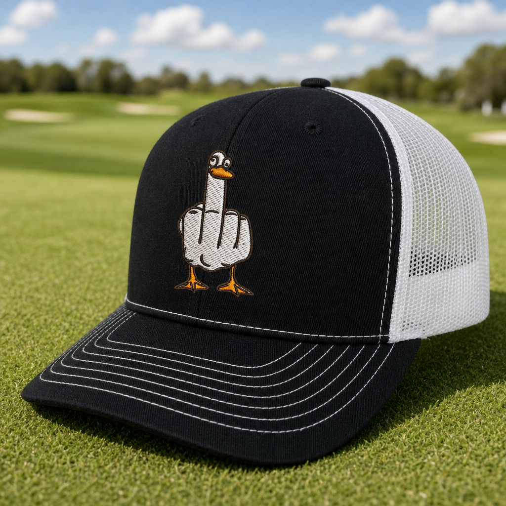 Duck You Embroidered Trucker Hat - Lifestyle, Black - White