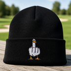 Duck You Embroidered Beanie - Front View, Black