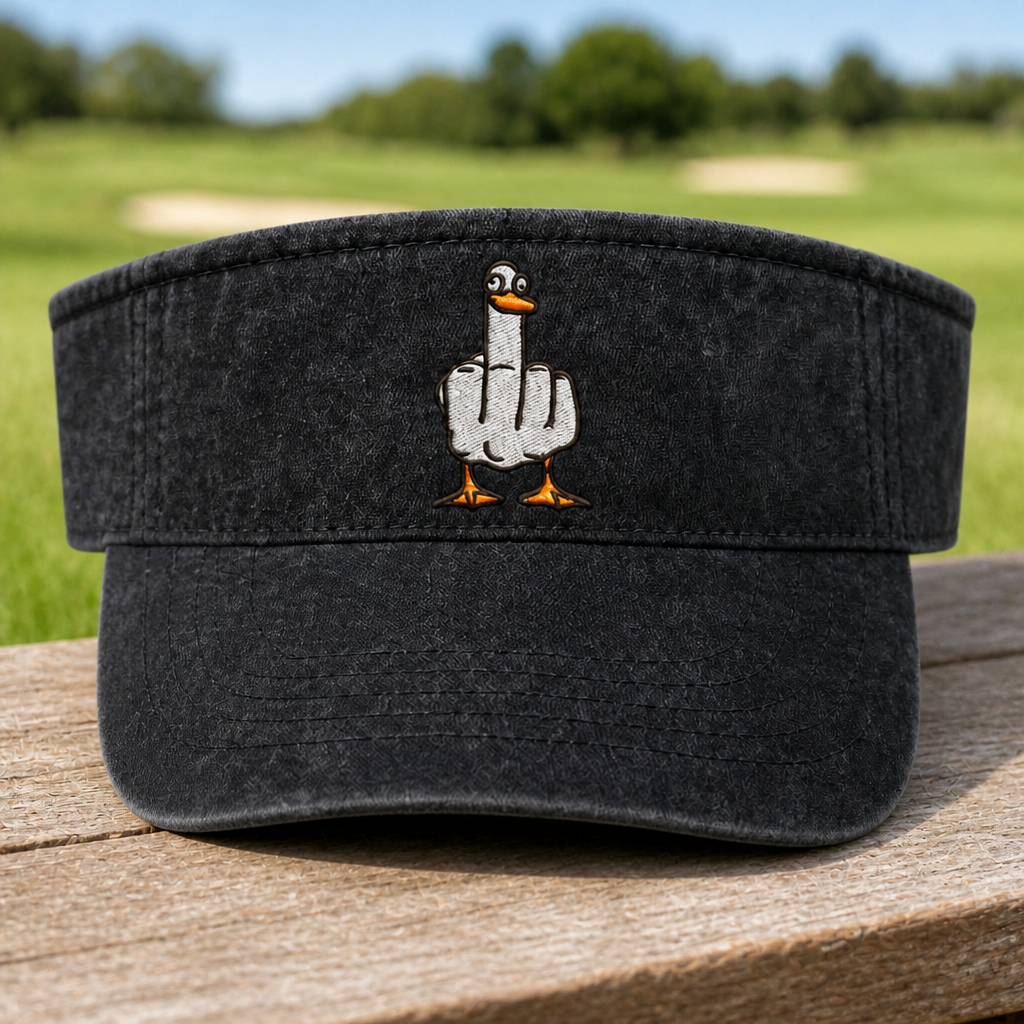 Duck You Embroidered Visor - Front View, White