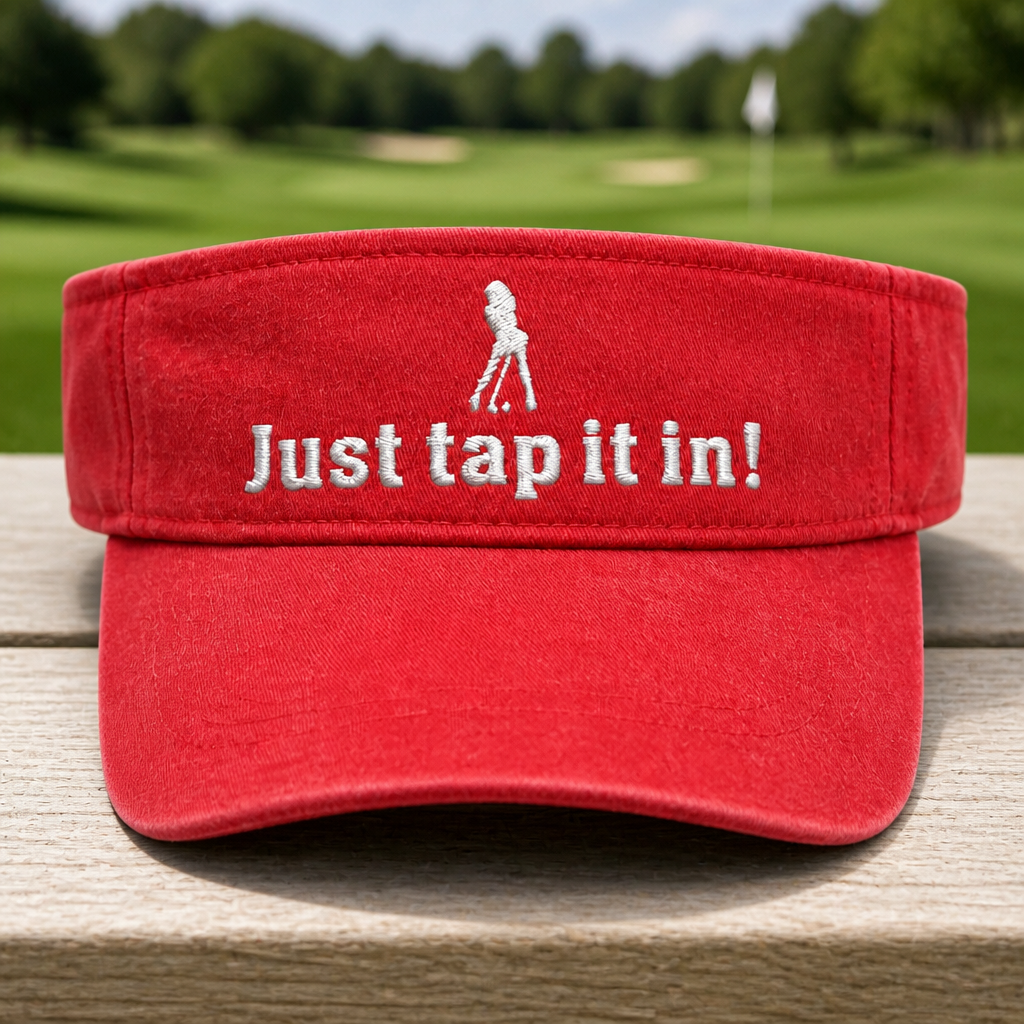 Just Tap It In! Embroidered Visor - Front View, White