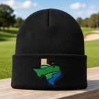 Texas Embroidered Beanie - Front View, Sport Grey